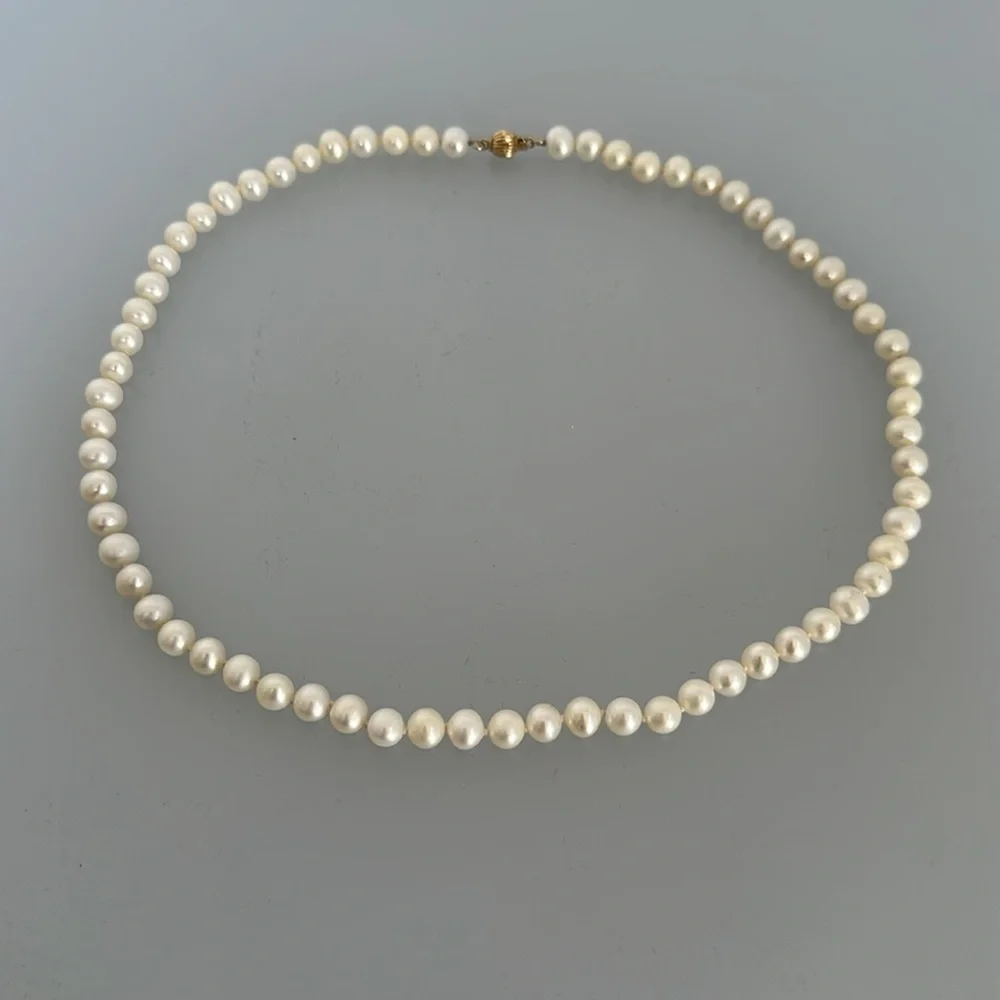 14k real solid gold freshwater necklace